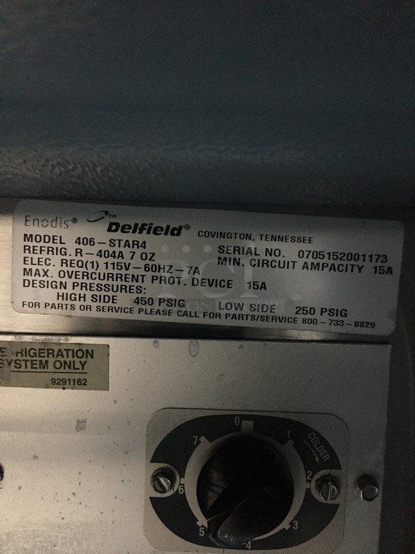 Delfield Commercial Single Door Lowboy! All Stainless Steel! Model 406STAR4 Serial 07051520011783! 115V 1Phase! On Commercial Casters! - Image 7 of 8