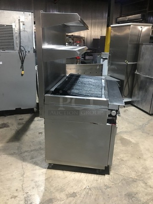 Nice! Vulcan Heavy Duty Natural Gas Powered Char Grill Broiler With Full Size Oven Underneath! With Raised Back Splash With Double Shelf! On Commercial Casters!   - Image 2 of 12