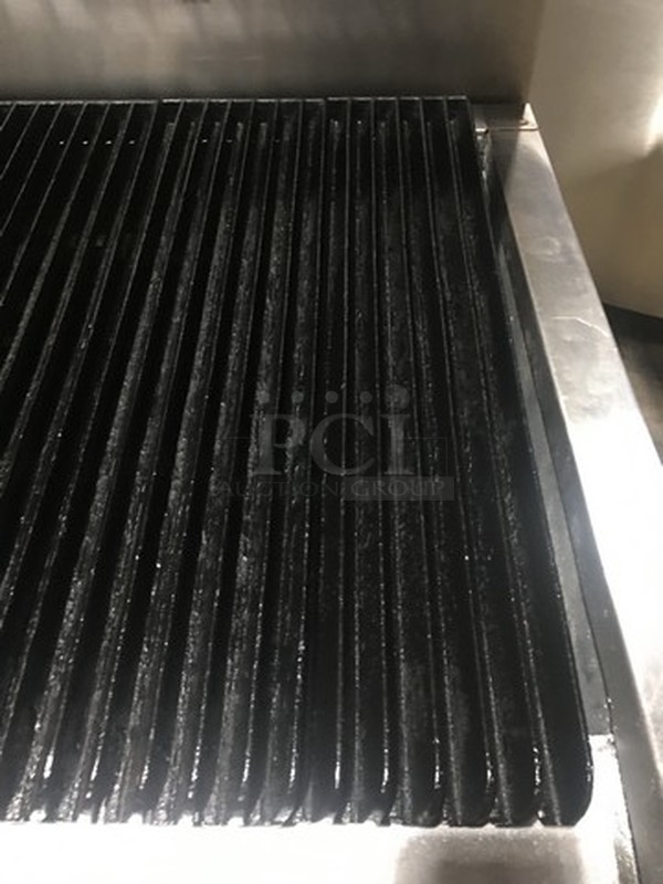 Nice! Vulcan Heavy Duty Natural Gas Powered Char Grill Broiler With Full Size Oven Underneath! With Raised Back Splash With Double Shelf! On Commercial Casters!   - Image 6 of 12