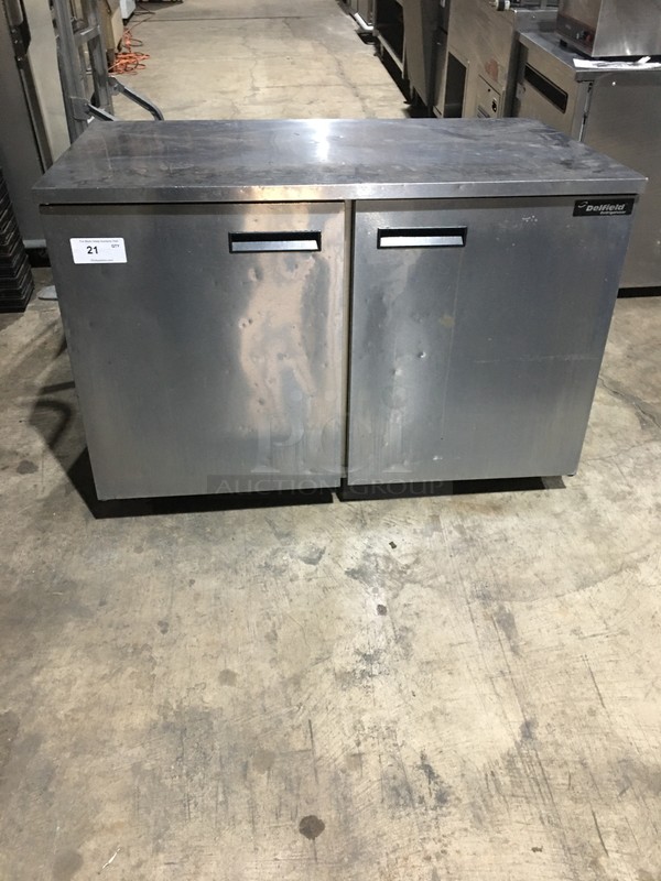 Delfield Commercial 2 Door Refrigerated Lowboy! With Poly Coated Racks! All Stainless Steel! On Commercial Casters!