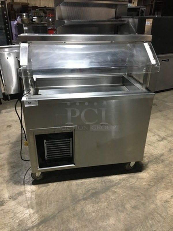 Sweet! Color Point Refrigerated Salad Bar/Cold Pan! With Full Sneeze Guard! 115V 1 Phase! On Commercial Casters! 