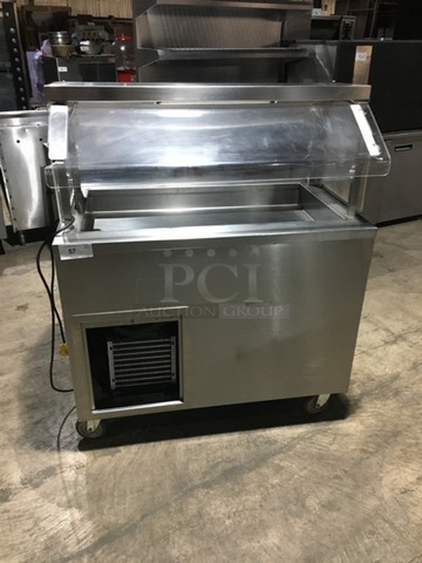 Sweet! Color Point Refrigerated Salad Bar/Cold Pan! With Full Sneeze Guard! 115V 1 Phase! On Commercial Casters!  - Image 1 of 9