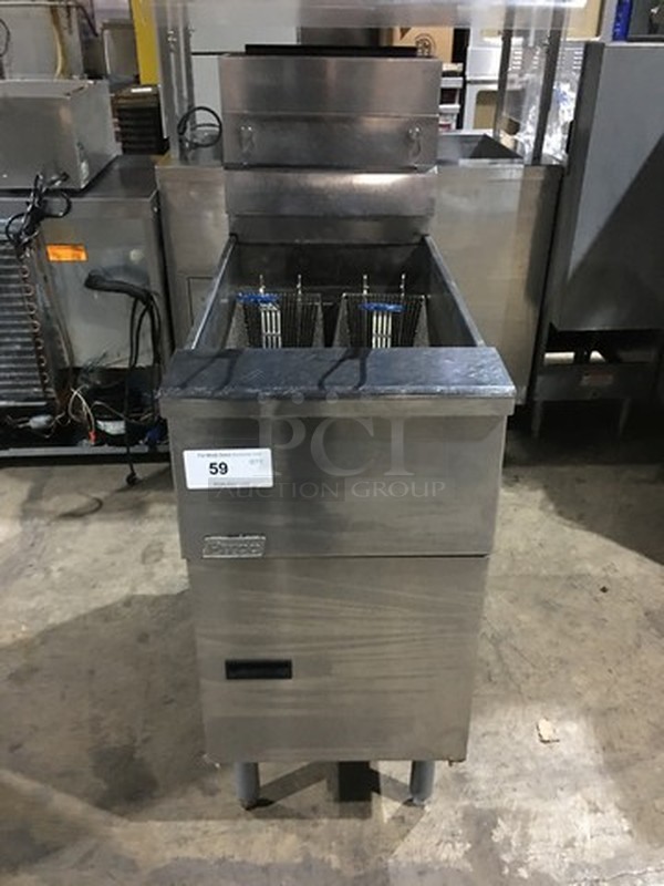 Nice! Pitco 4 Burner Natural Gas Powered Deep Fat Fryer! With Metal Frying Baskets! Model SG14! On Legs!  - Image 1 of 10