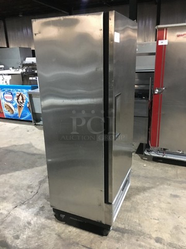 Sweet! True All Stainless Steel One Door Reach In Freezer! Model T12 Serial 5190475! 115V 1 Phase! On Casters! Works Great!  - Image 2 of 9