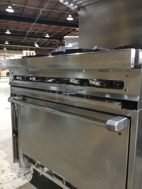 SWEET! Jade Range Commercial Natural Gas Powered 4 Burner Stove! With Full Size Oven Underneath! With Backsplash & Salamander Shelf Overhead! All Stainless Steel! On Commercial Casters! - Image 10 of 12