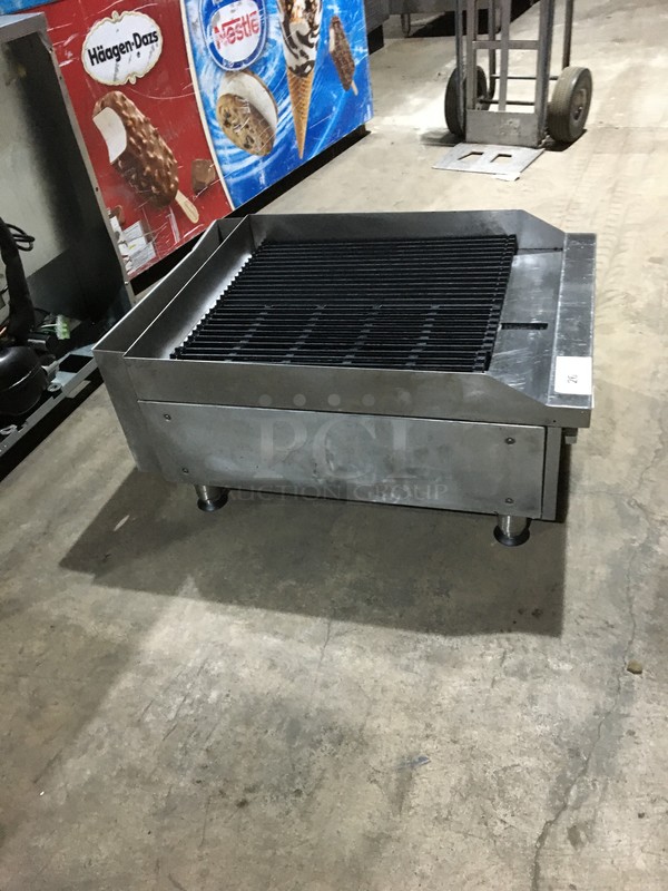 AMAZING! Bakers Pride Commercial Countertop Natural Gas Powered Char Broiler! With Back & Side Splashes! All Stainless Steel! Model BPHCB2424I Serial 090081706007! On Legs! - Image 3 of 9