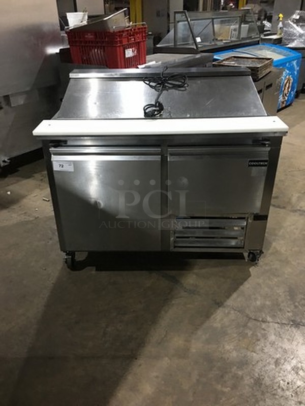Cool Tech Refrigerated Mega Top Sandwich Prep Table! Model CMPH-48BM Serial 116143! With Poly Cutting Board! 115V 1 Phase! On Commercial Casters!  