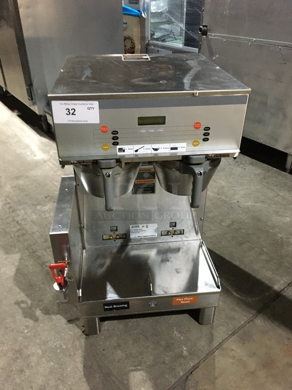 Bunn Commercial Countertop Dual Coffee Brewing Machine! With Hot Water Dispenser! All Stainless Steel! Model DUALSHDBC Serial DUAL141702! 120/208V 1Phase! On Legs!  - Image 8 of 8