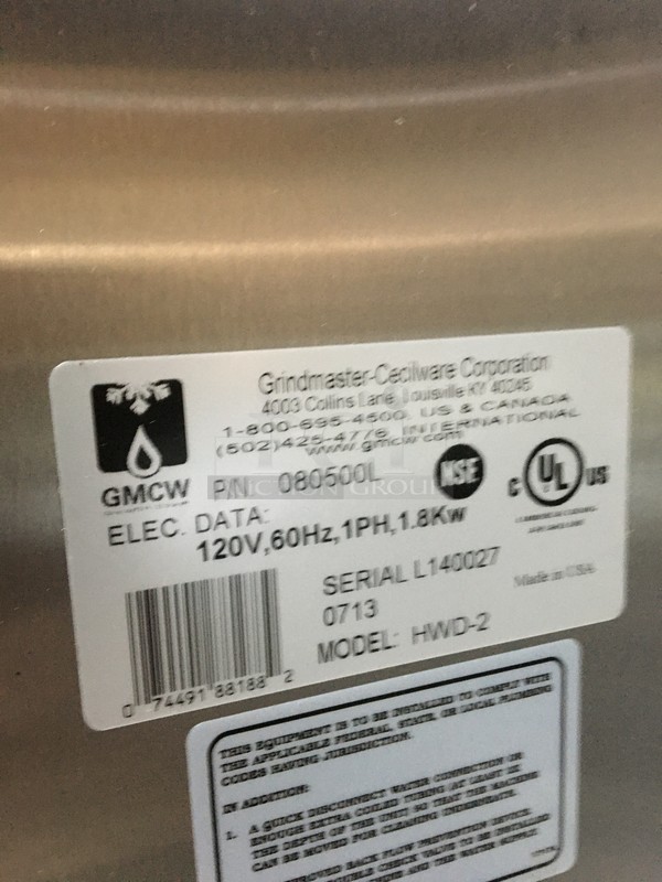 Cecilware Commercial Countertop Hot Water Dispenser! All Stainless Steel! Model HWD2 Serial L1400270713! 120V 1Phase! - Image 5 of 10