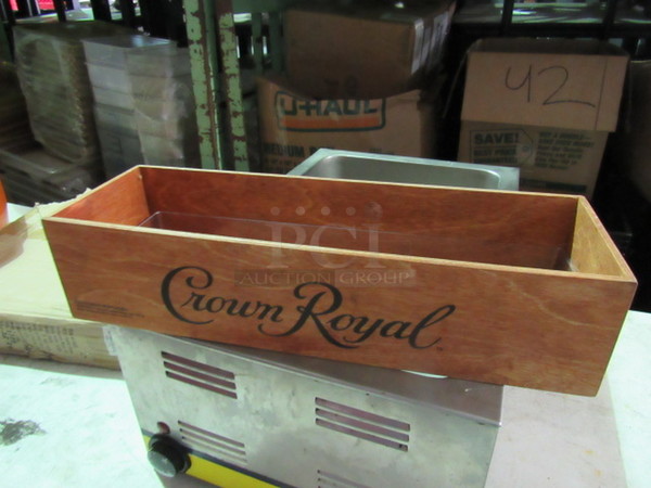 One Crown Royal Wooden Box. 18X6X4