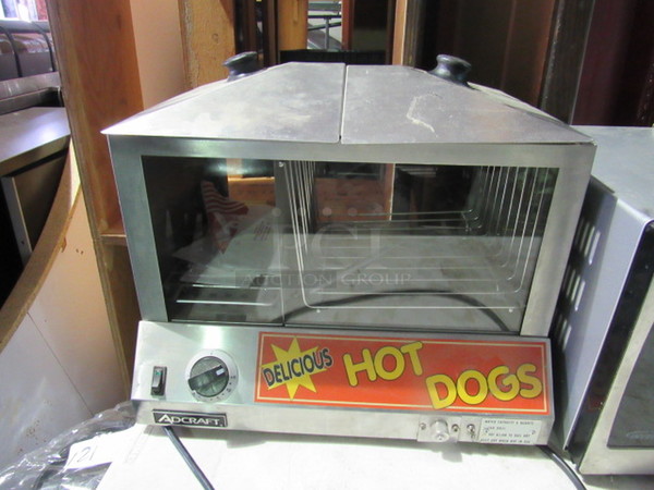 One Adcraft Hot Dog Steamer. Model# HDS-1200W. 120 Volt. 18X14X17