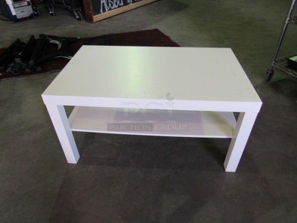 One Table With Under Shelf Painted White. 35.5X21.5X18