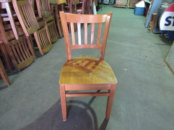 Wooden Chair In A Light Color  Finish. 2XBID.