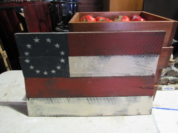 One 24X16 Wooden  Flag With 13 Stars.