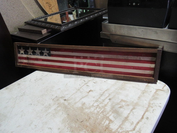 One 36.5X7 Wooden Flag.