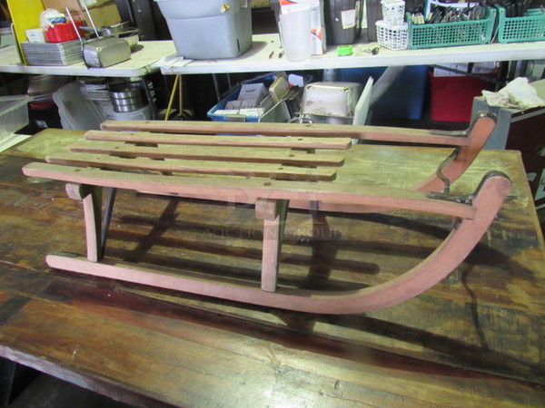 One Vintage Wooden Sled. 35X10
