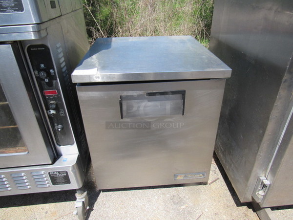 One SS True 1 Door Refrigerator With 1 Rack. 115 Volt. Model# TUC-27. 27.5X30X32.