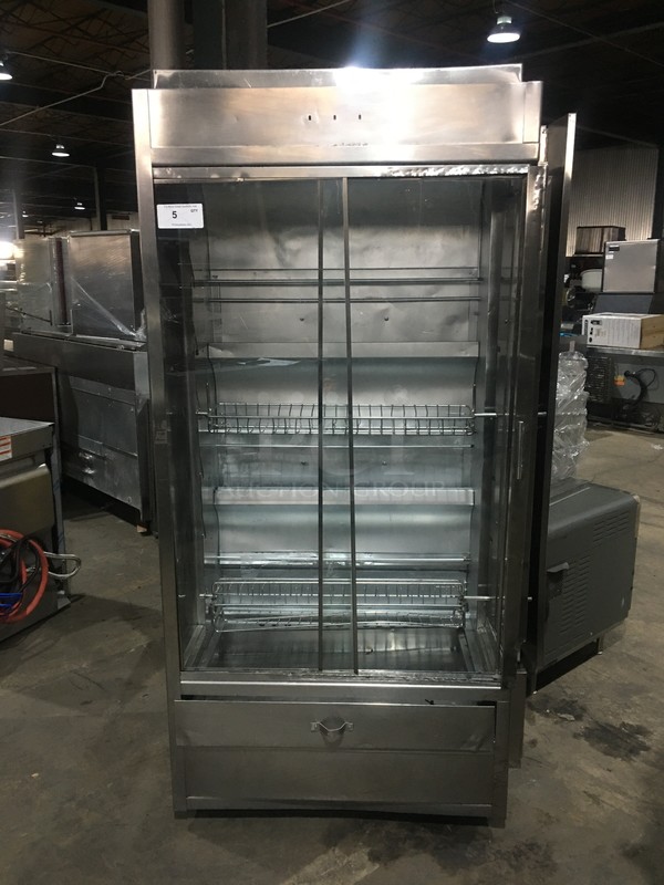 NICE! Old Hickory Commercial Natural Gas Powered Rotisserie Machine! With View Through Doors! All Stainless Steel! 