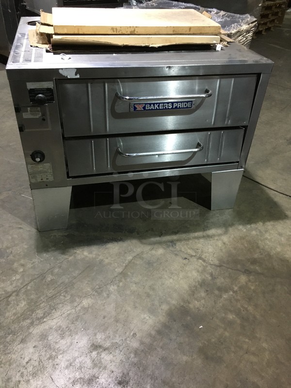 Awesome! Bakers Pride Natural Gas Powered All Stainless Steel 2 Pie Pizza Oven! Model 251 Serial 58817! With Original Bakers Pride Baking Stones! On Legs! Working When Removed!