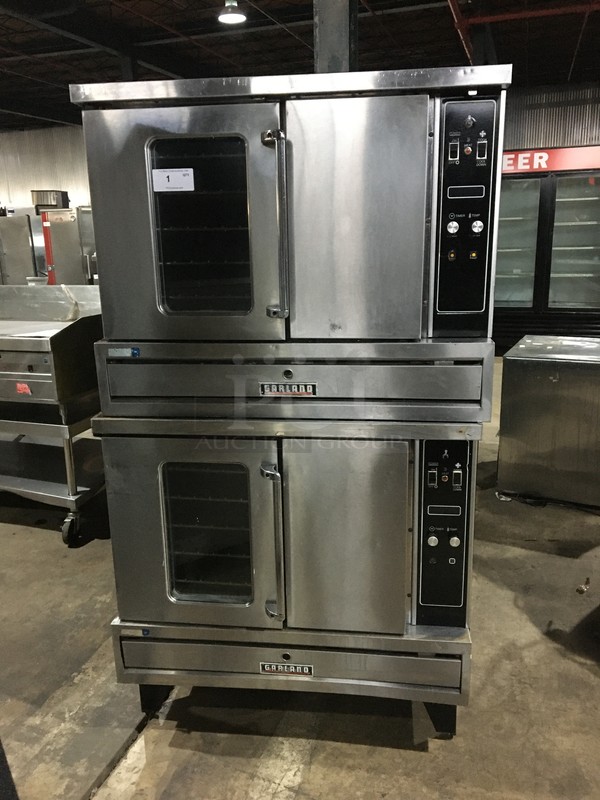 Great! Garland Stainless Steel Double Deck Electric Powered Convection Oven! With 1 View Through Door & 1 Solid Door! Model TE4 Serial 320244AL09! 230V! Can Be Wired For 1Phase Or 3 Phase!  On Legs! 2 X Your Bid! Makes One Unit! 