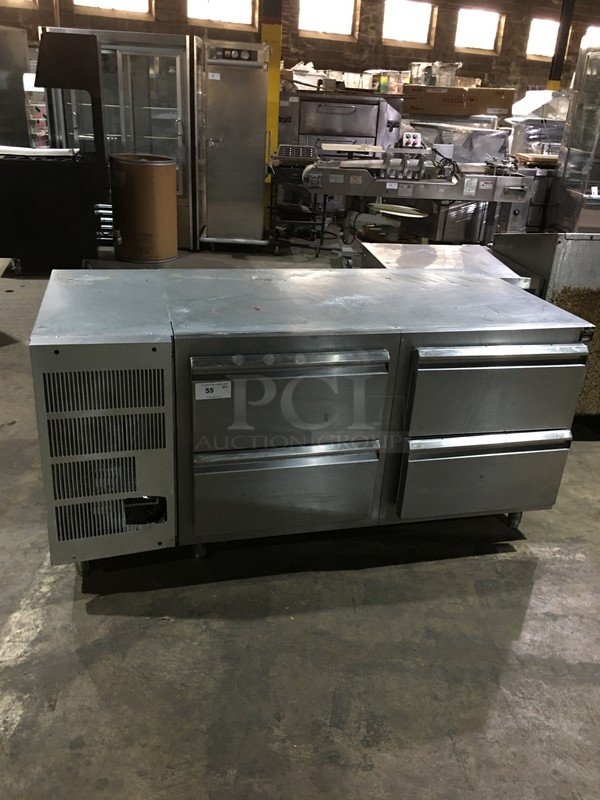Traulsen Commercial Refrigerated 4 Drawer Lowboy/Worktop Cooler! All Stainless Steel! Model UC2HT Serial T43954A07! 115V 1Phase! On Legs!