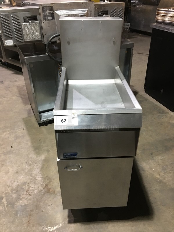 WOW! Pitco Commercial Dumping Station! With Backsplash! All Stainless Steel! With Underneath Storage! Model BB14 Serial F92AE00362! On Legs! 