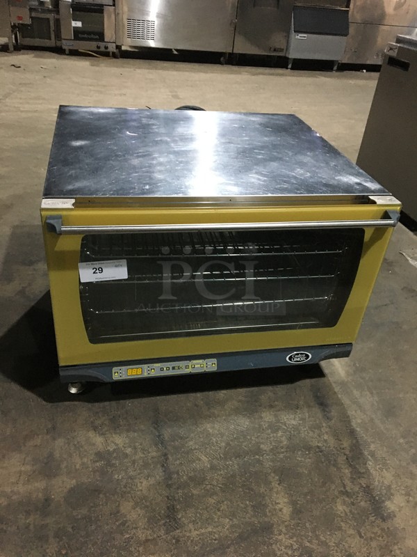 Cadco Unox Commercial Countertop Convection Baking Oven! All Stainless Steel Body! With Front Glass Pull Down Door! Model XAF195 Serial 452! 230/400V!