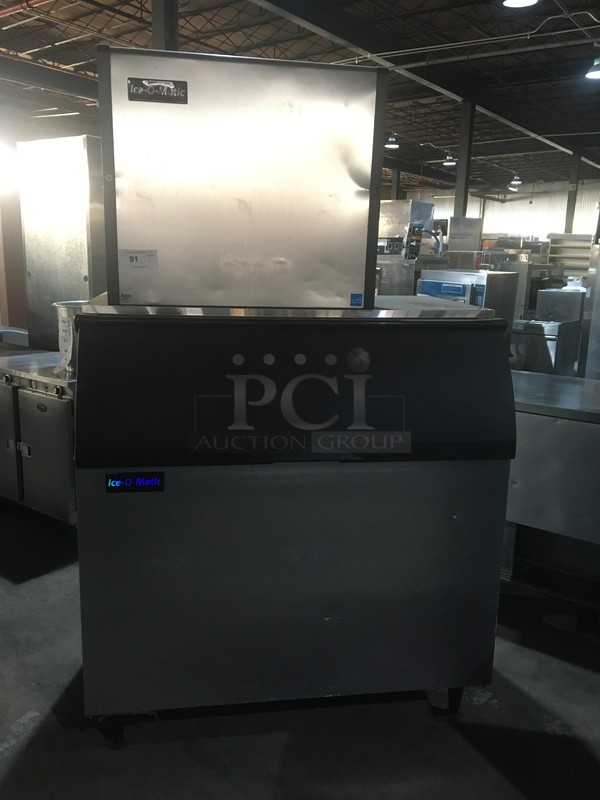 FANTASTIC! Ice-O-Matic Commercial Ice Making Machine! On Ice Bin! All Stainless Steel Body! Ice Machine Model ICE1006HA5 Serial 14081280012222! 208/230V 1Phase! On Legs! 2 X Your Bid! Makes One Unit!