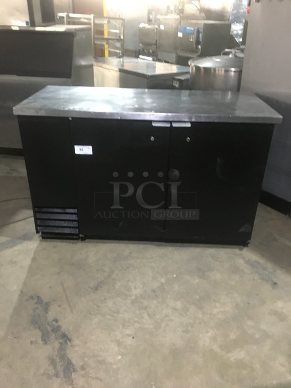 True Commercial 2 Door Refrigerated Bar Back Cooler! With Poly Coated Racks! With Stainless Steel Work Top! Model TBB2 Serial 13336531! 115V 1Phase!