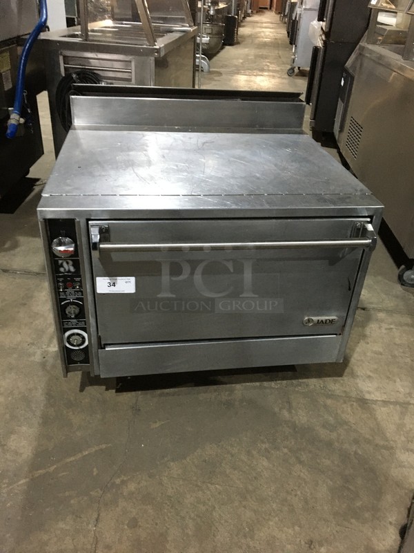 Jade Range Commercial Natural Gas Powered Convection Oven! With Work Top! With Backsplash! All Stainless Steel! Model JTRH36C Serial 0000004708OA! On Commercial Casters!