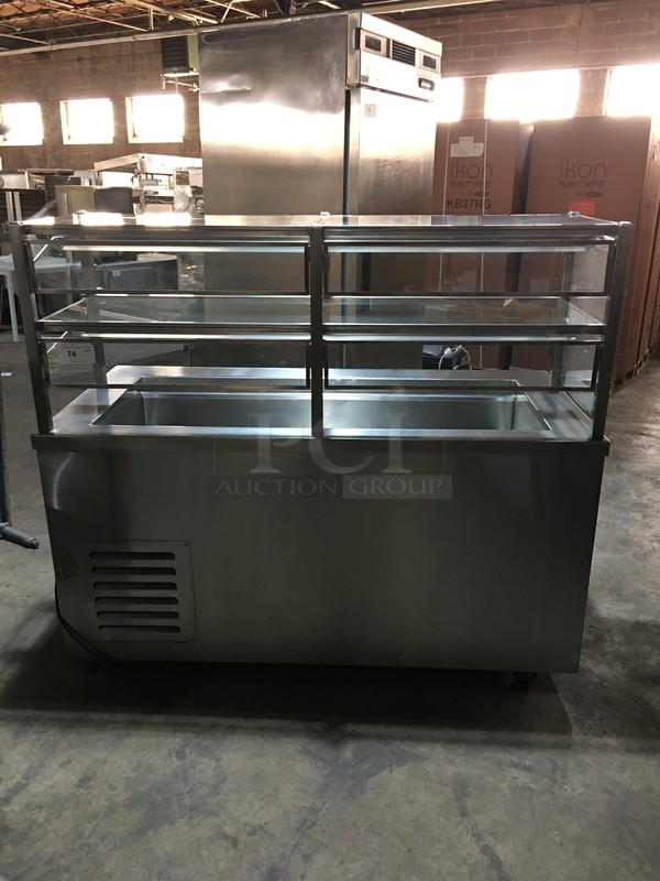 All Stainless Steel Commercial Refrigerated Cold Pan! With Overhead Serving Shelf! With Sneeze Guard! With Underneath Storage Space! Model M4FH0025 Serial 10D606434! 115V!