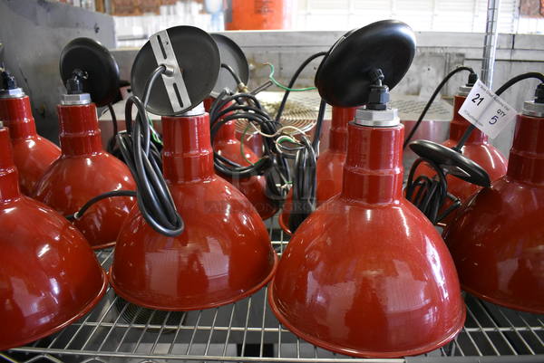 5 Red Metal Ceiling Lights. 10x10x11. 5 Times Your Bid!
