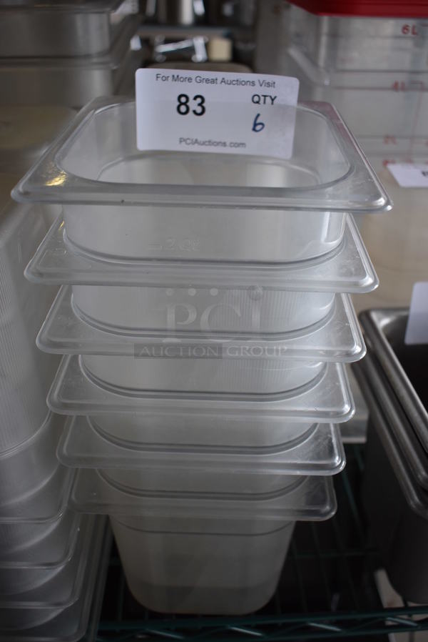 6 Rubbermaid Poly Clear 1/6 Size Drop In Bins. 1/6x6. 6 Times Your Bid!