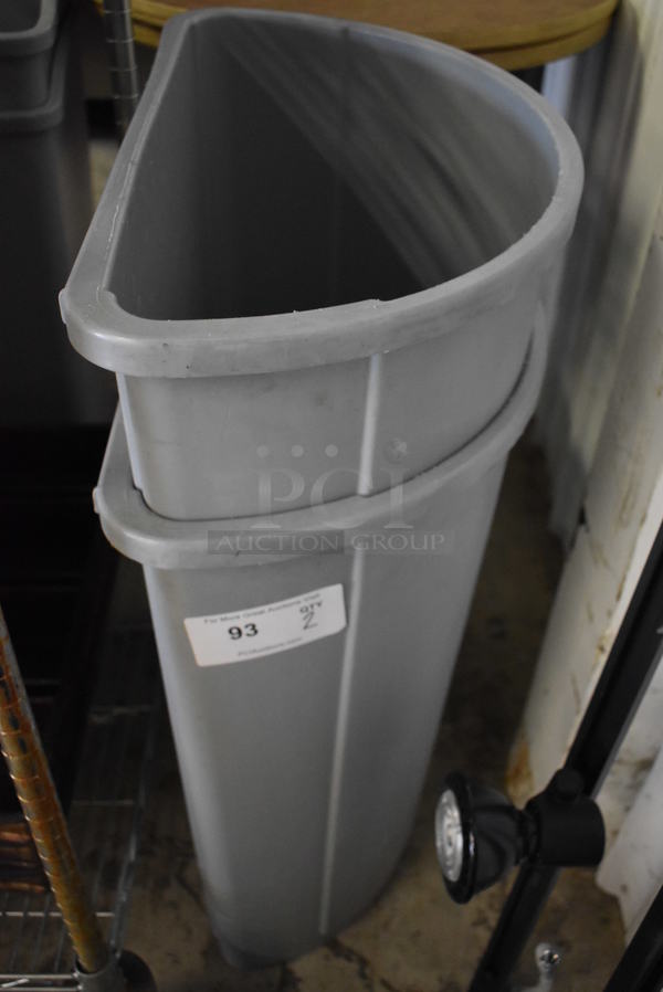 2 Gray Poly Trash Cans. 21x12x29. 2 Times Your Bid!