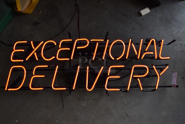 Exceptional Delivery Neon Sign. 37x5.5x13. Buyer Must Pick Up - We Will Not Ship This Item. Tested and Working!