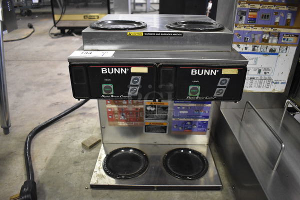 NICE! 2009 Bunn Model AXIOM 2/2 TWIN Stainless Steel Commercial Countertop 4 Burner Coffee Machine. 120/208-240 Volts, 1 Phase. 16x18x20