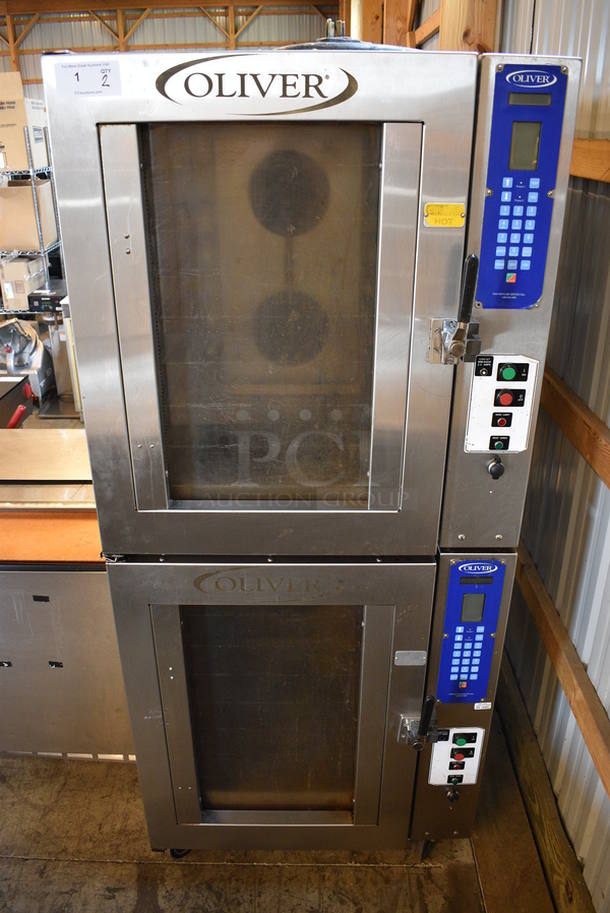 2 FANTASTIC! Oliver Model 690-NC3 Stainless Steel Commercial Electric Powered Convection Ovens on Commercial Casters. 208 Volts, 3 Phase. 33x45x78. 2 Times Your Bid! Unit Was Working When Removed