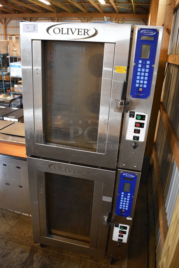 2 FANTASTIC! Oliver Model 690-NC3 Stainless Steel Commercial Electric Powered Convection Ovens on Commercial Casters. 208 Volts, 3 Phase. 33x45x78. 2 Times Your Bid! Unit Was Working When Removed - Image 3 of 8