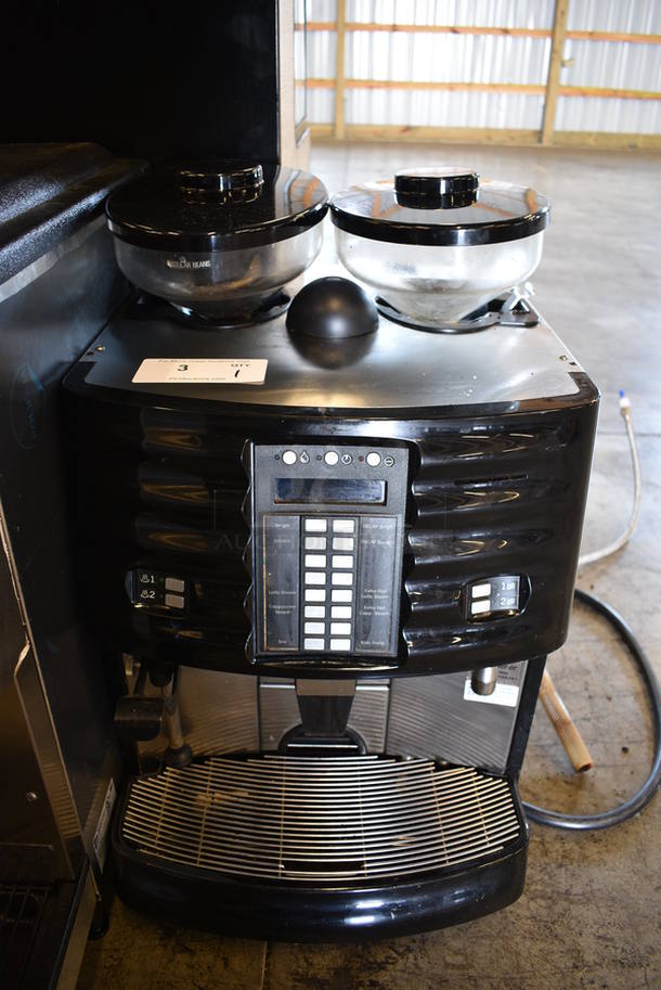 FANTASTIC! Schaerer Model SCA1 Coffee Art Plus Automatic Coffee Machine w/ 2 Hopper Bean Grinders and Steam Wand. 240 Volts, 1 Phase. 17x21x28. Unit Was Working When Removed