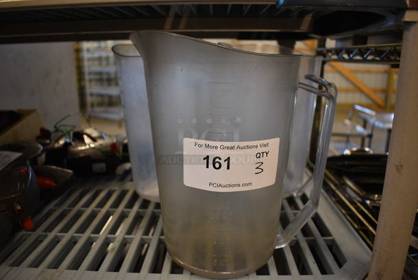 3 Poly Clear Pitchers. 9.5x7x10.5. 3 Times Your Bid! - Image 1 of 3