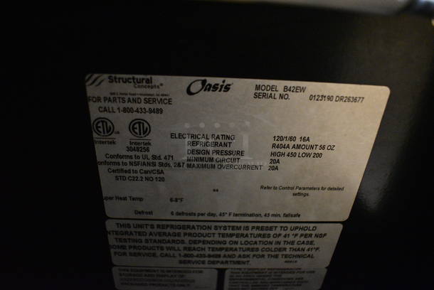 GREAT! Structural Oasis Model B42EW Stainless Steel Commercial Open Grab N Go Merchandiser w/ Metal Shelves and Poly Cooler Strips on Commercial Casters. 120 Volts, 1 Phase. 46x25x83. Unit Was Working When Removed - Image 4 of 5