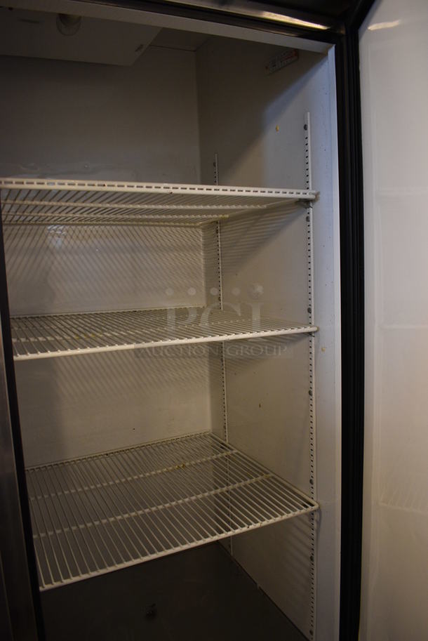 SWEET! 2014 True Model T-49 ENERGY STAR Stainless Steel Commercial 2 Door Reach In Cooler w/ Poly Coated Racks on Commercial Casters. 115 Volts, 1 Phase. 54x30x83. Tested and Working! - Image 5 of 6