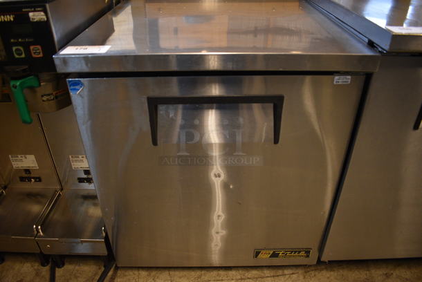 GREAT! 2014 True Model TUC-27-LP ENERGY STAR Stainless Steel Commercial Single Door Work Top Cooler on Commercial Casters. 115 Volts, 1 Phase. 27.5x30x32. Tested and Working! - Image 1 of 6