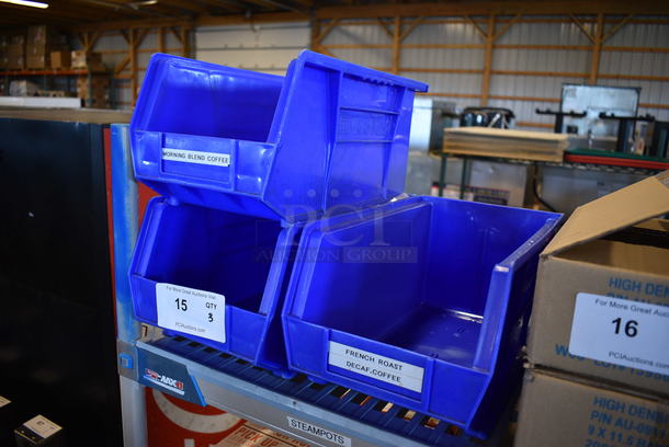 3 Blue Poly Bins. 8x14.5x7. 3 Times Your Bid! - Image 2 of 2