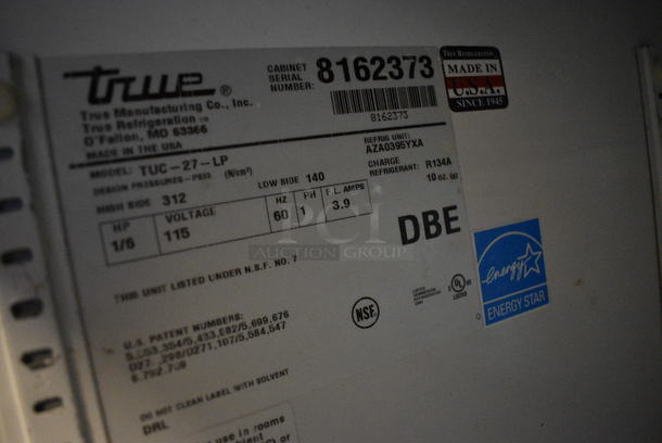 GREAT! 2014 True Model TUC-27-LP ENERGY STAR Stainless Steel Commercial Single Door Work Top Cooler on Commercial Casters. 115 Volts, 1 Phase. 27.5x30x32. Tested and Working! - Image 6 of 6