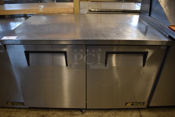 GREAT! 2015 True Model TUC-48 ENERGY STAR Stainless Steel Commercial 2 Door Work Top Cooler on Commercial Casters. 115 Volts, 1 Phase. 48.5x30x32. Tested and Working! - Image 1 of 6