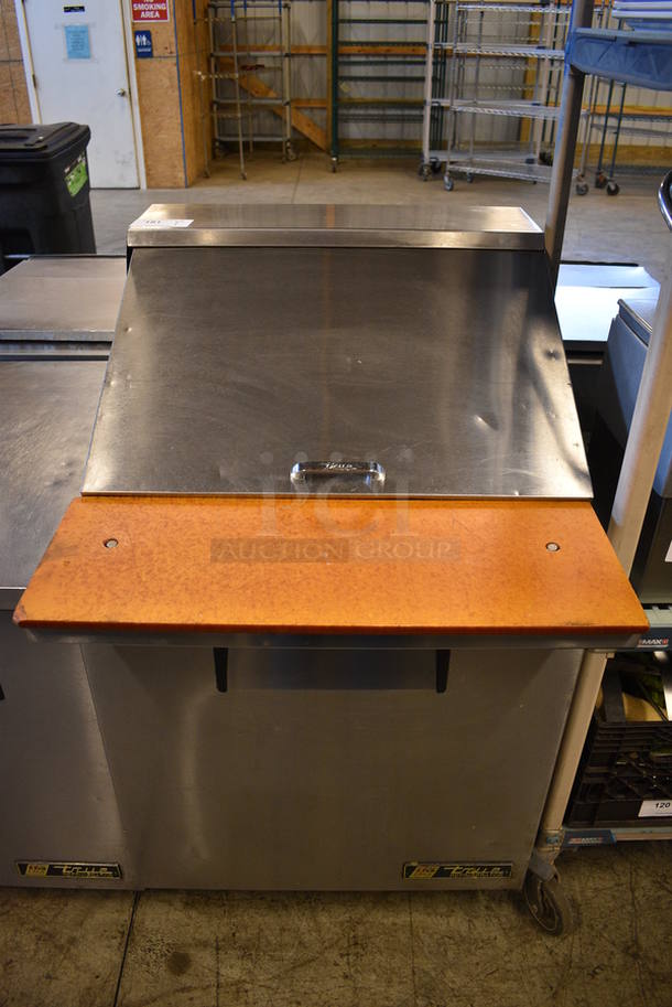 SWEET! 2014 True Model TSSU-27-12M-C Stainless Steel Commercial Sandwich Salad Bain Marie Mega Top w/ Cutting Board on Commercial Casters. 115 Volts, 1 Phase. 27.5x35x47. Tested and Working! - Image 1 of 6