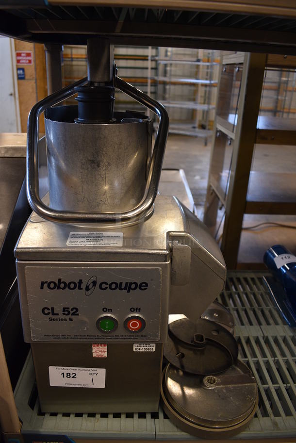 AWESOME! Robot Coupe Model CL52 Series E Stainless Steel Commercial Countertop Food Processor w/ Continuous Feed Head, 2 Blades and Cover. 120 Volts, 1 Phase. 14x12x27. Tested and Working!