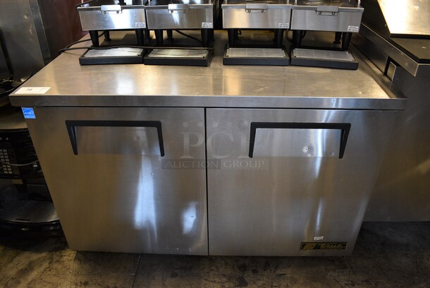 GREAT! 2012 True Model TUC-48-LP ENERGY STAR Stainless Steel Commercial 2 Door Work Top Cooler on Commercial Casters. 115 Volts, 1 Phase. 48.5x30x32. Tested and Working! - Image 1 of 6