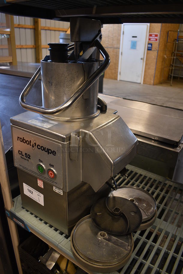 AWESOME! Robot Coupe Model CL52 Series E Stainless Steel Commercial Countertop Food Processor w/ Continuous Feed Head, 2 Blades and Cover. 120 Volts, 1 Phase. 14x12x27. Tested and Working! - Image 2 of 9